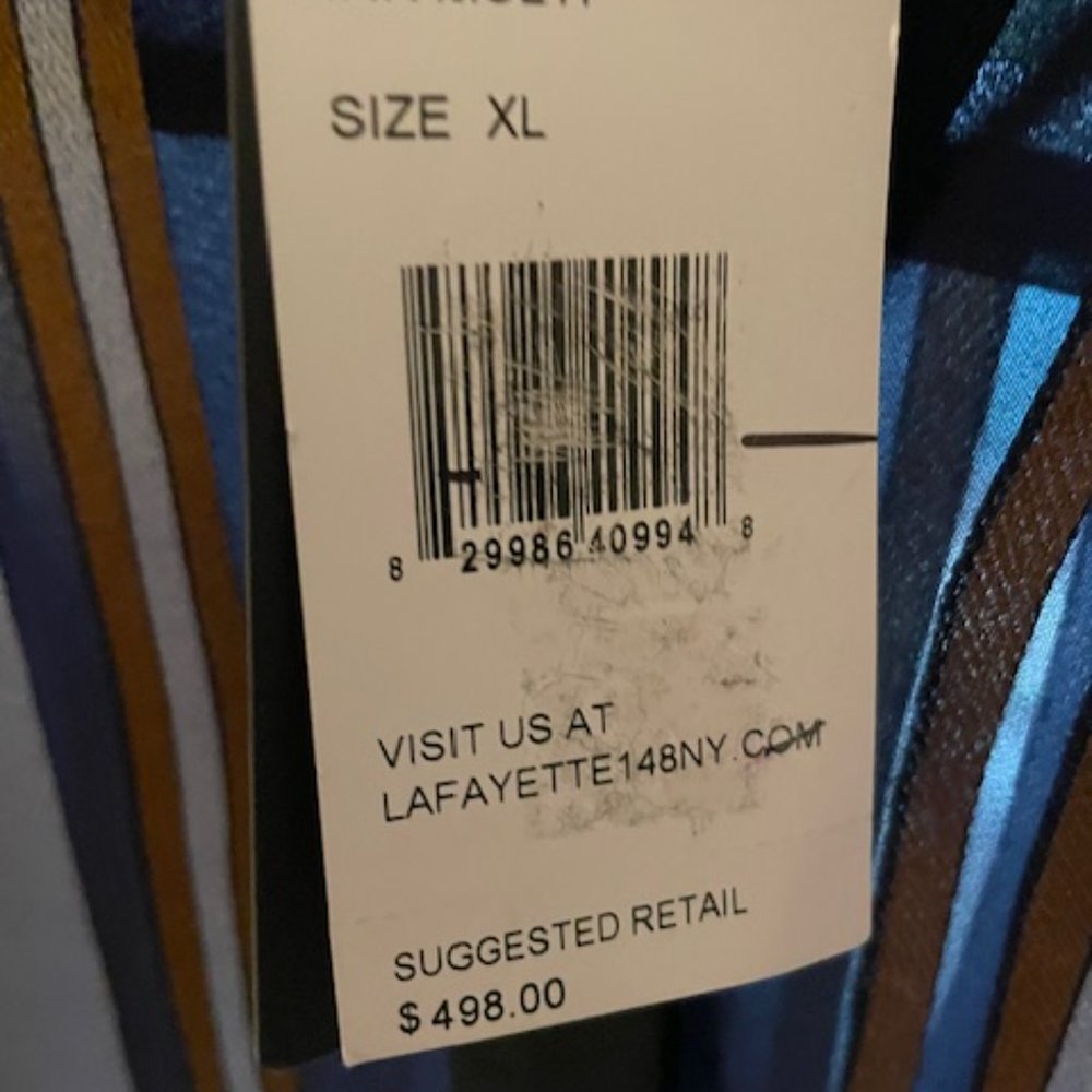 LAFAYETTE 148 LONG SLEEVE STRIPED BLOUSE -- NAVY BLUE - Picture 3 of 4